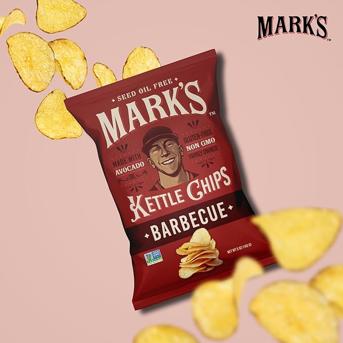 MARK’S Kettle Cooked Avocado Oil Potato Chips, BBQ – Seed Oil & GMO Free | Barbecue, 5 oz (Pack of 3) | Gluten Free, Non-GMO, Chips for Clean & Healthy Snacking