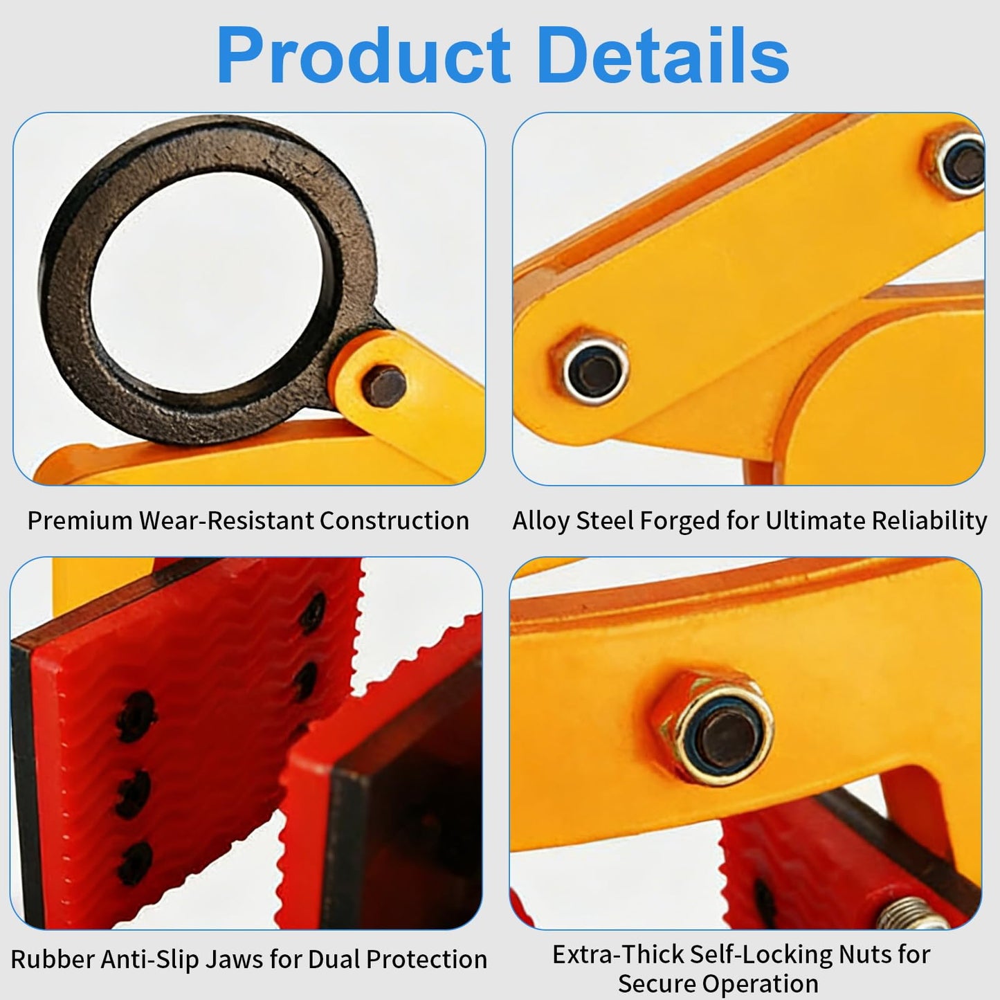 705 lbs Large Slab Stone Lfting Clamp, 0-2.6" A Shaped Heavy Duty Stone Lifter Equipment, Scissor Lifter Clamp, Stone Carry Clamps Slab Lifter for Concrete, Steel, Rocks, Curbstones and Glass