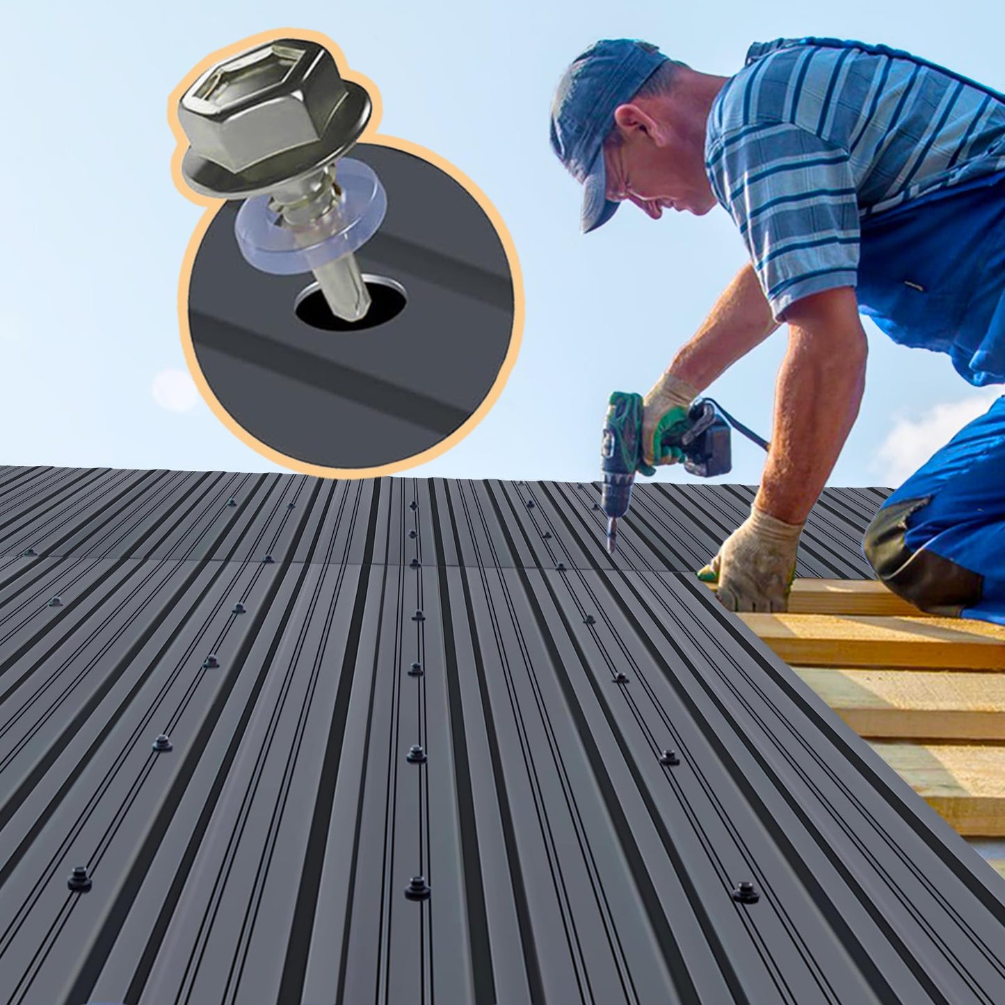 Metal Roofing Panels - 20 Pcs Waterproof Heavy Duty Metal Roof Panels Galvanized Steel Corrugated Tin Roof Panel for Carports Tool Sheds Patio Porch Pergola, Easy to Install Grey, 42.52x17.7in