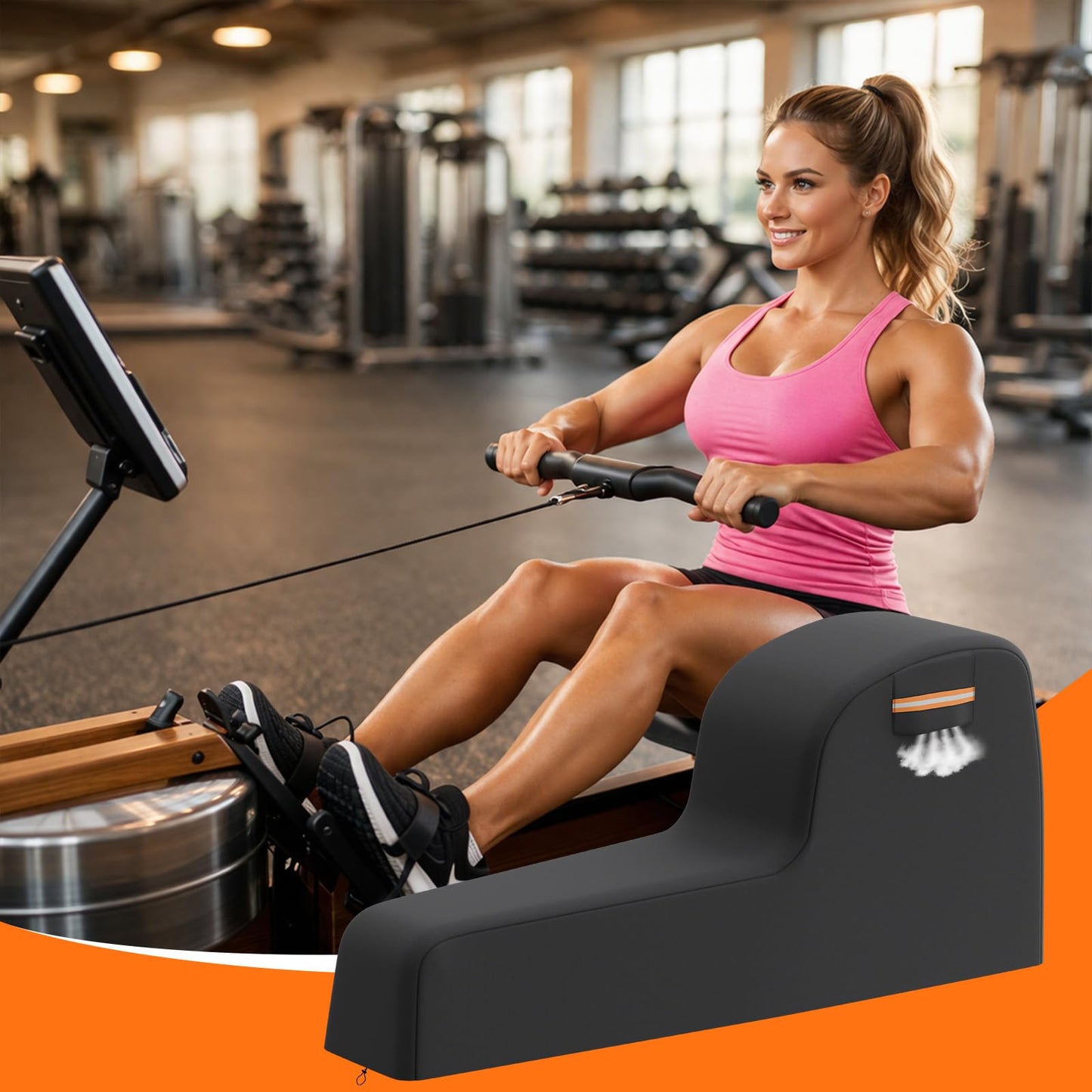 EVRBUL Rowing Machine Cover 95" L x 24" W x 40" H Heavy Duty 420D Waterproof Dust-Proof Rower Cover for Concept 2 Rowing Machine with Air Vents Reflective Strip Drawstring