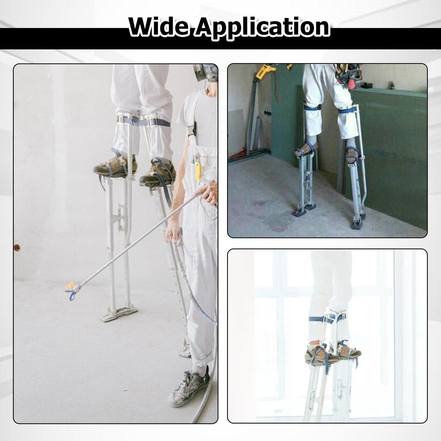 TINVHY 15-23In Adjustable Drywall Stilts for Sheetrock Painting or Cleaning Silver