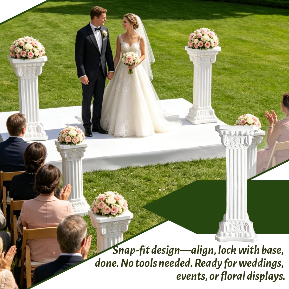 MXOYOXM 2 Pcs Vintage Wedding Roman Pillars,35.43 Inch High Plastic Wedding Columns and Pillars,White Pillar Stand for Ceremonies,Events,Banquets,Flower and Plant Display(Square)
