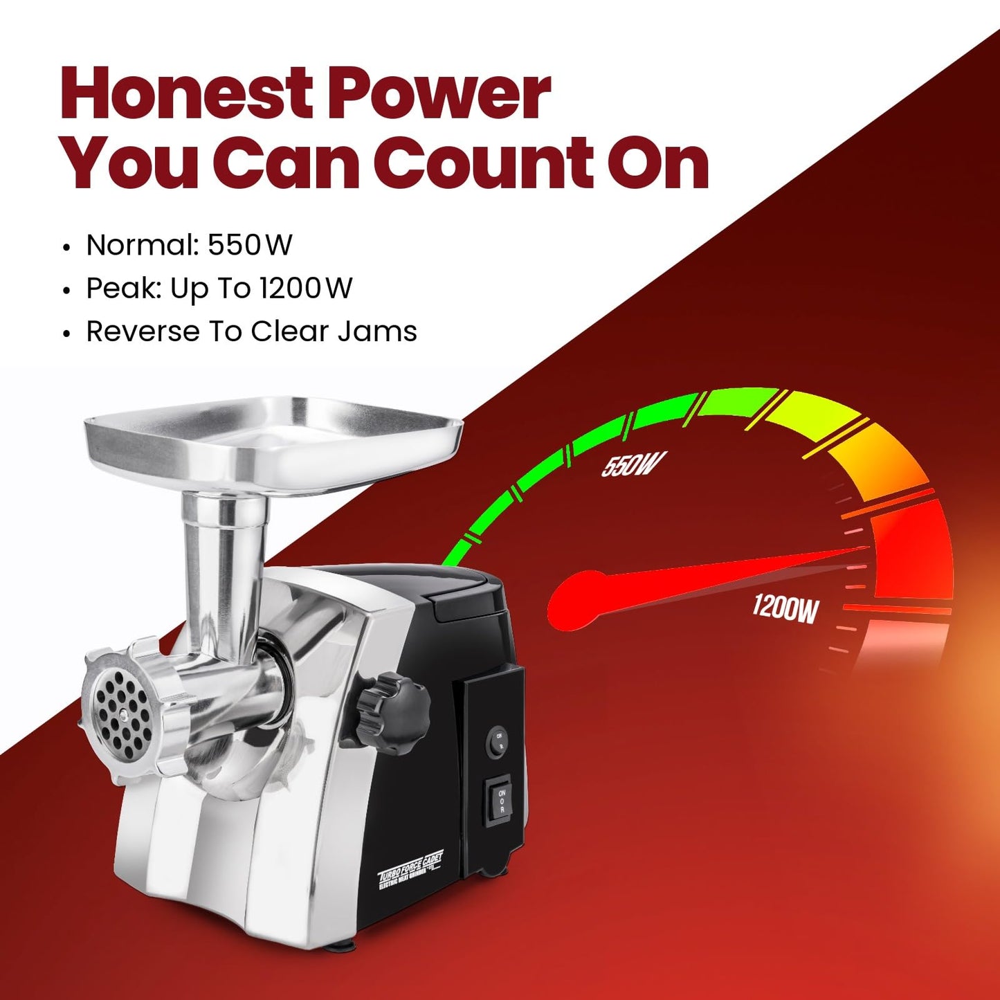STX International Turboforce Cadet 2000 Series Electric Meat Grinder | 7-in-1 Multifunctional | Foot Pedal | Slicer/Shredder/Grater | Sausage Stuffer | Kubbe Maker | 4 Grinding Plates & More Included