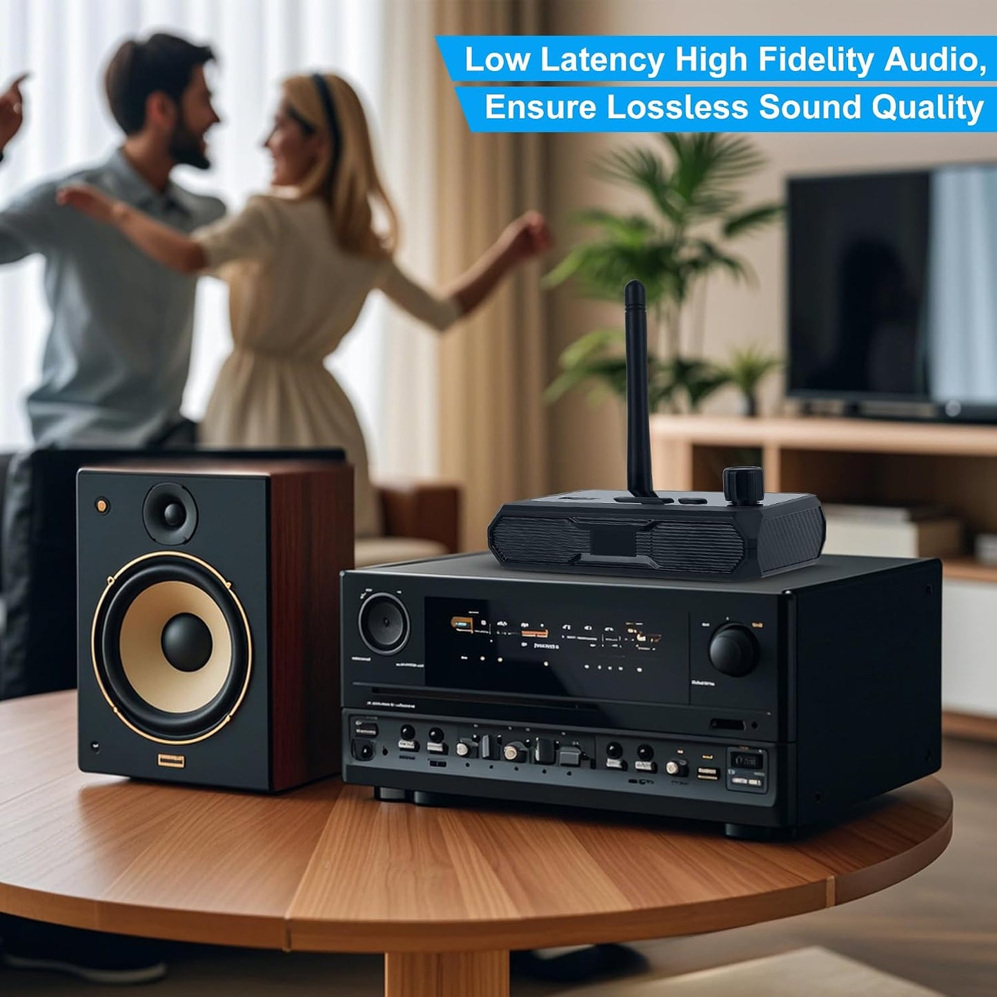 FancyWhoop 5.3 3.5mm Bluetooth Receiver for Home Stereo, RCA Bluetooth Adapter, Optical AUX Low Latency HD Music Audio
