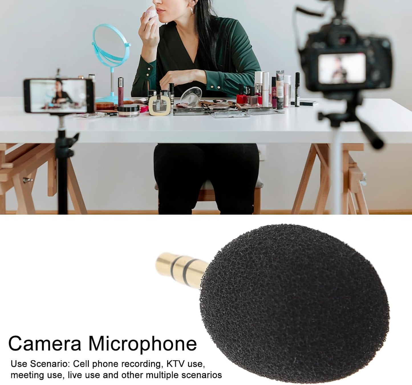 ciciglow 3.5mm, External Camera Microphone Mini Omnidirectional Condenser Microphone with Noise Reduction, for DSLR