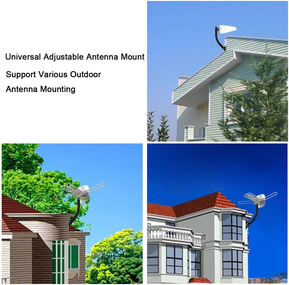 1 Antenna Mount - BY ONE Attic Adjustable Weather Proof Outdoor TV Antenna Mounting Pole Universal Mount Brackets