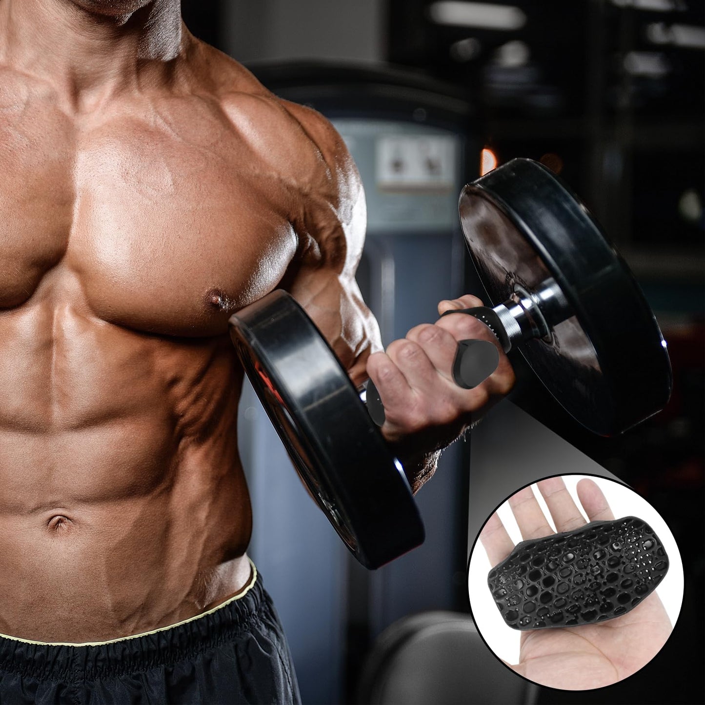 Biondolia Original Anti-Slip Workout Grips for Weight Lifting with Breathing Hole, Ergonomics Weight Grips for Women Hand Callus Protector Gym Gloves, Soft Rubber Gym Grips for Men Bodybuilding