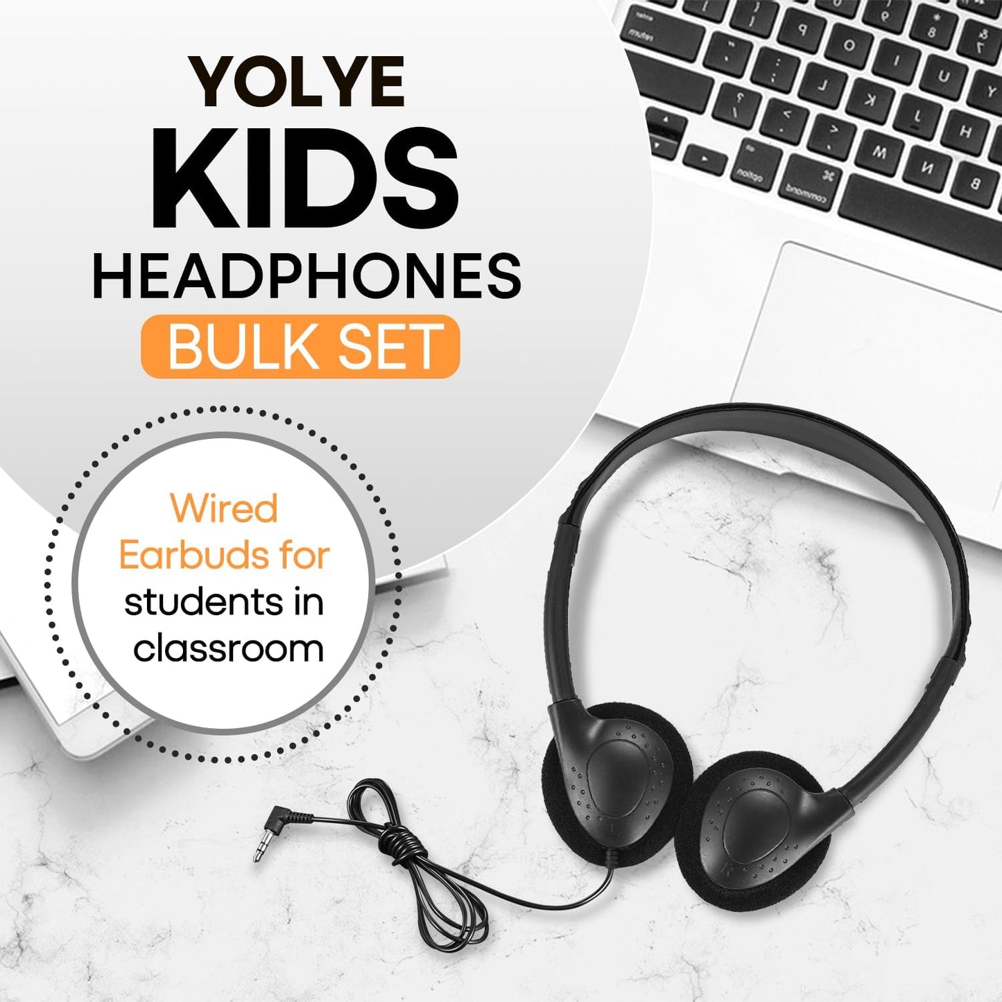 12 Pack Set 3.5mm 12 Pack) Classroom Headphones Bulk Class for School Students Kids and Adult -Sturdy Wired Plug