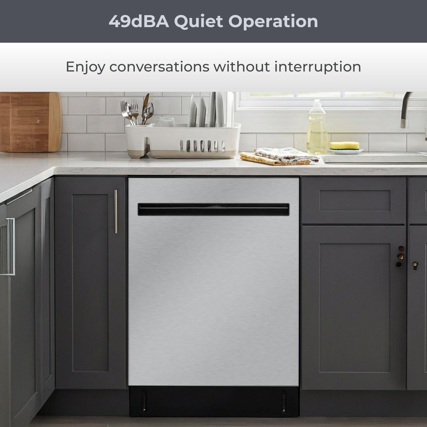 Kenmore 24" Built‑In Dishwasher with 3 Racks, Stainless Steel Tub, Top Control, Energy Efficient, Ultra‑Quiet 49 dBA, High‑Capacity Dishwasher – Stainless Steel