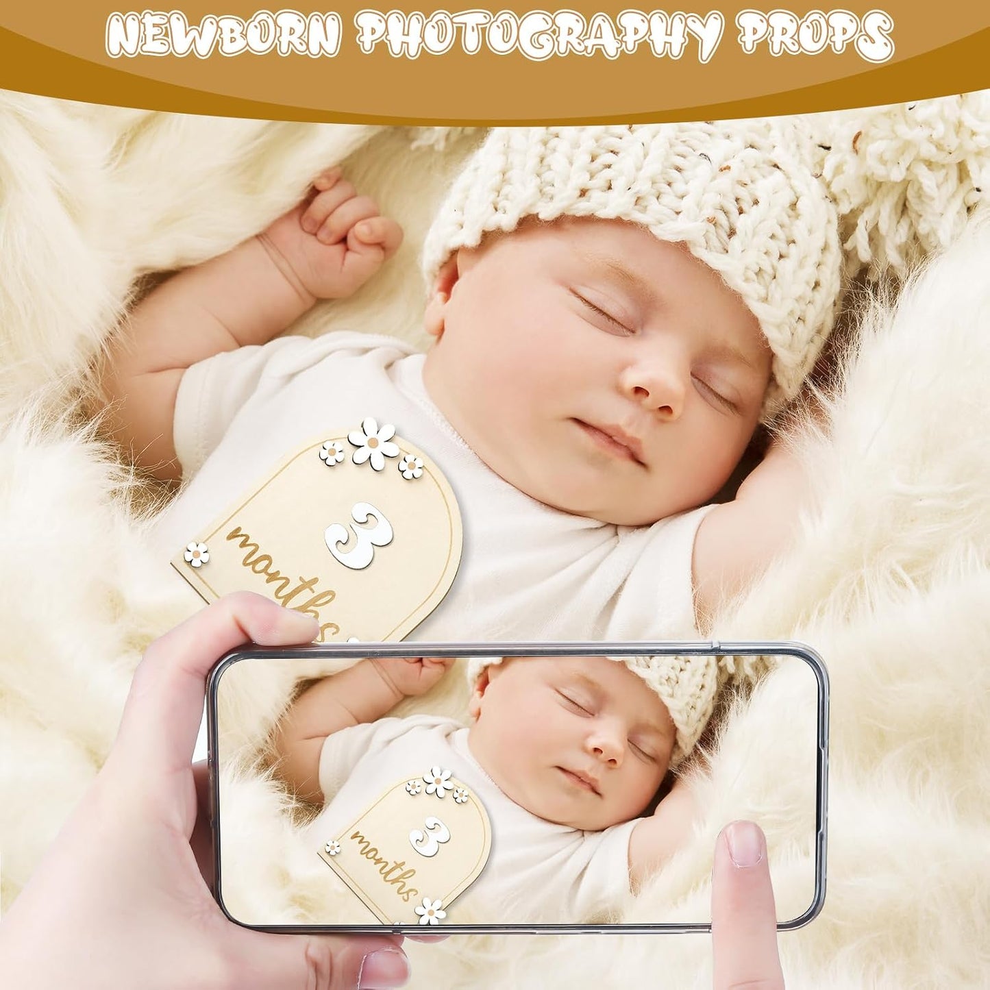 Baby Monthly Milestone Cards with Hello World Newborn Sign, Daisy Baby Milestone Signs Baby Monthly Milestone Wood