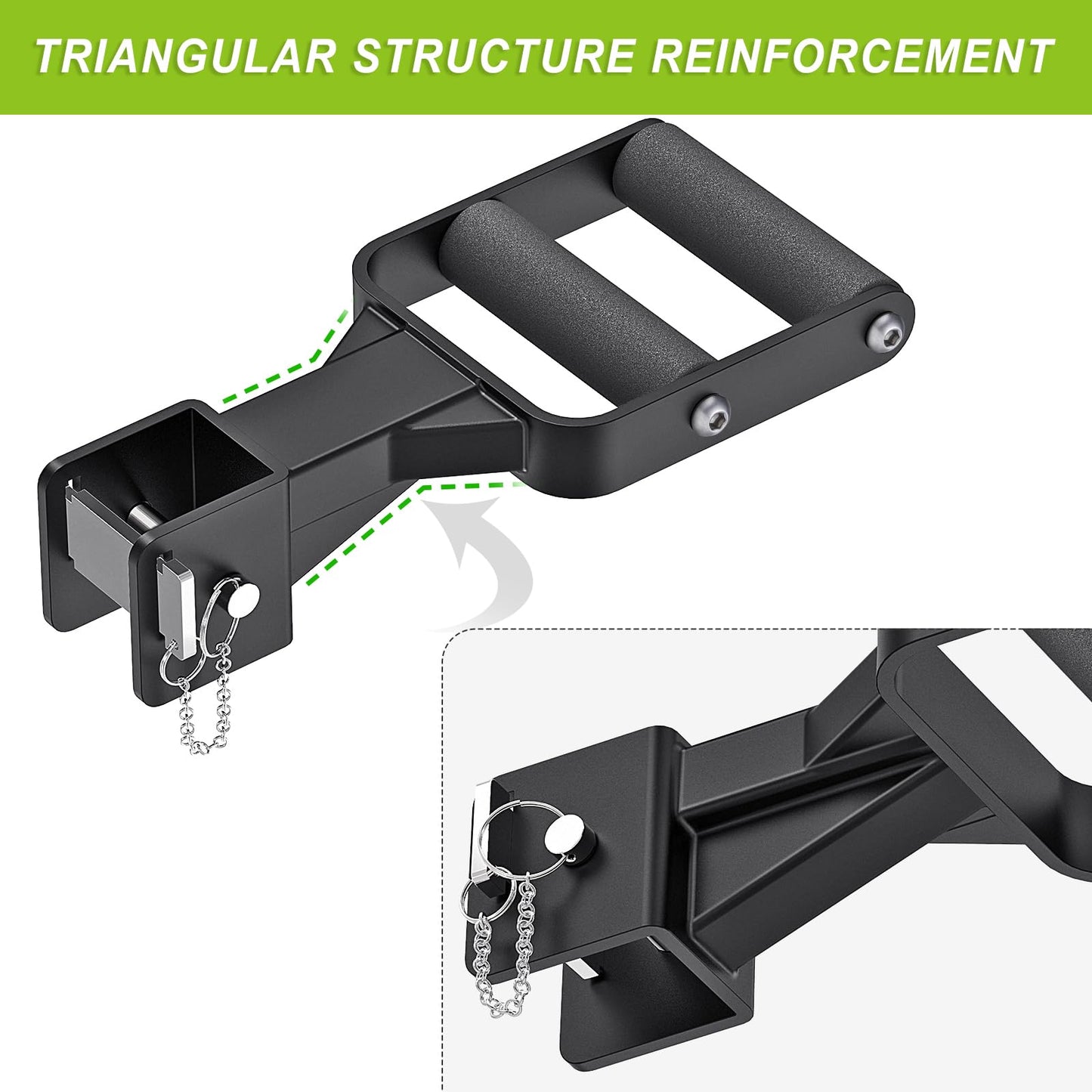 Kipika Y-Shaped Dip Bar for Power Cage with 5/8" or 1" Hole - Dip Bar Attachments for Home Gym - Heavy Duty Power Rack Attachments - Squat Rack Accessories for Strength Training (For 2" x 2" Power Rack with Foam Grips)