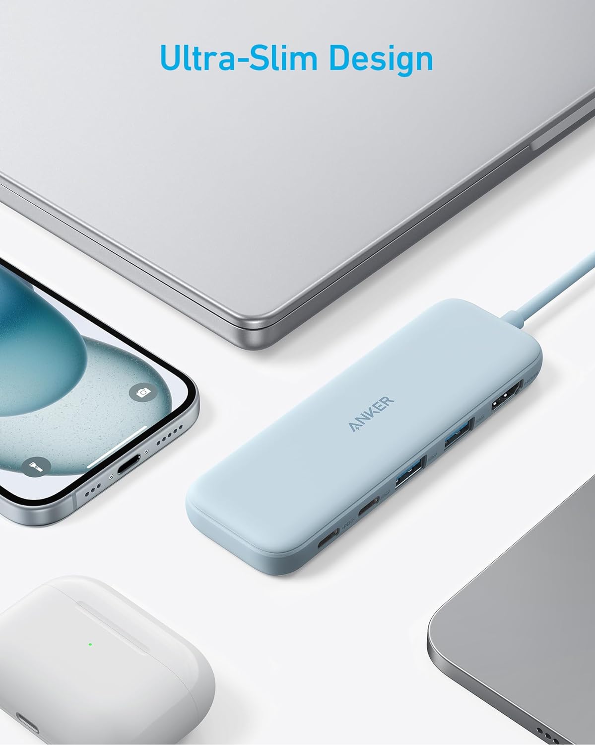 Anker 5-in-1 4K 5Gbps 2 5Gbps USB C Hub, USBC to HDMI Hub with Display, USB-C and USB-A Data Ports for MacBook Pro