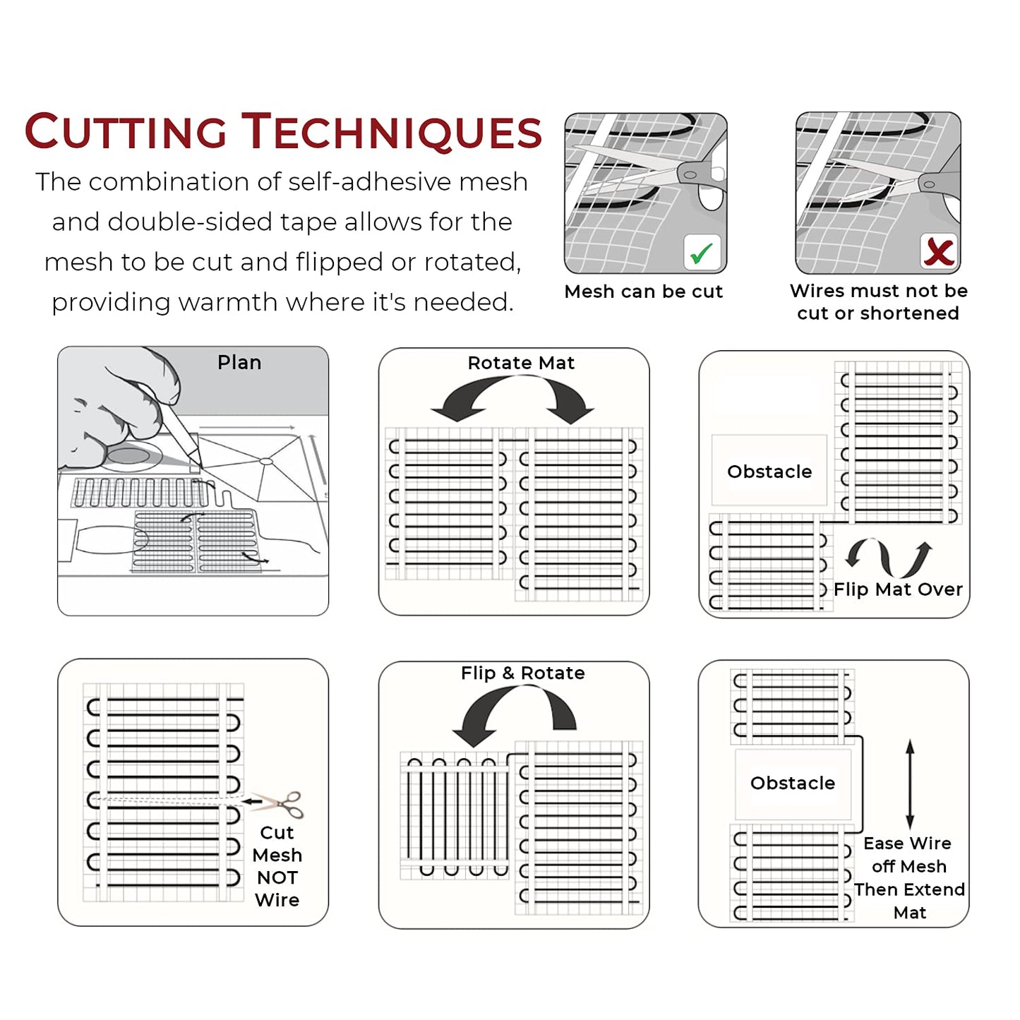 LuxHeat 80sqft Floor Heating Mat Kit - 120v Under Laminate & Tile Floor Heat Mat - Electric Radiant Heated Flooring System - Includes UWG4 WiFi Programmable Thermostat w/GFCI, Alarm & Sensor