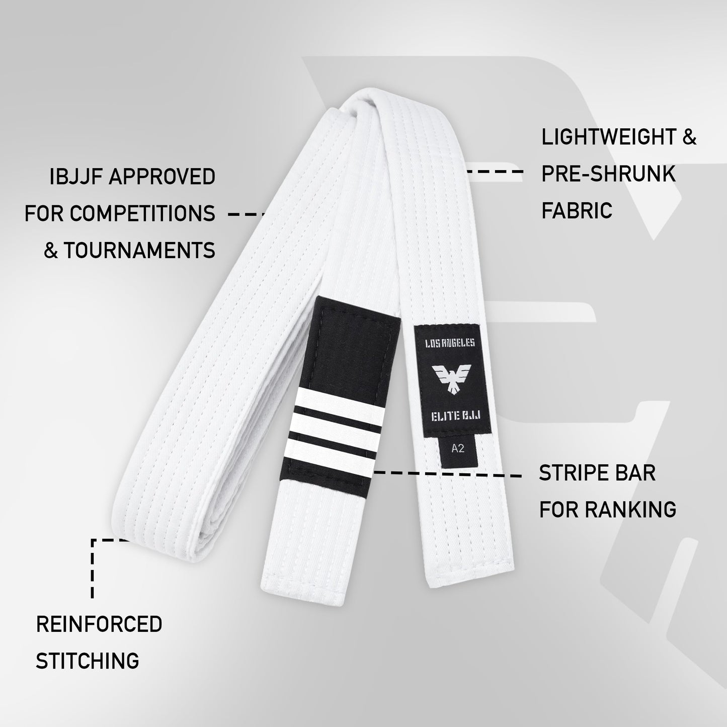 Elite Sports Adults Brazilian Jiu Jitsu Belts for Men & Women,Cotton IBJJF Approved BJJ Belts with Ranking Stripes Sleeve Bar