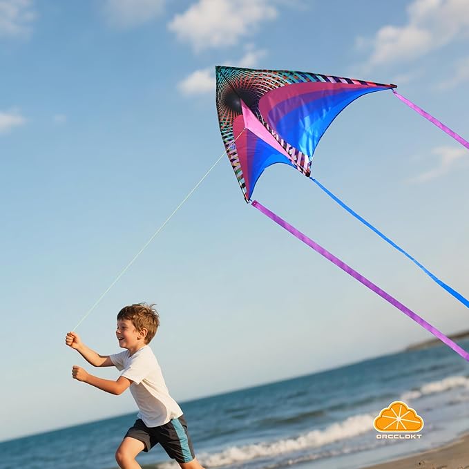 ORGCLDKT-Rainbow Cruiser Delta Kite, Kites for Kids Ages 8-12,4-8,Boys,Girls,Kites for Adults,Beach,Beginners,Giant.1Pc or 3Pcs Pack. Easy to Fly.