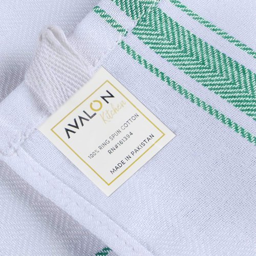 Avalon Kitchen Dish Towels Set (Value Pack of 45) Size 15x25 Inch, 100% Cotton Soft & Absorbent Kitchen Towels, Tea Towels, Reusable Cleaning Cloths for Household Cleaning (Green)