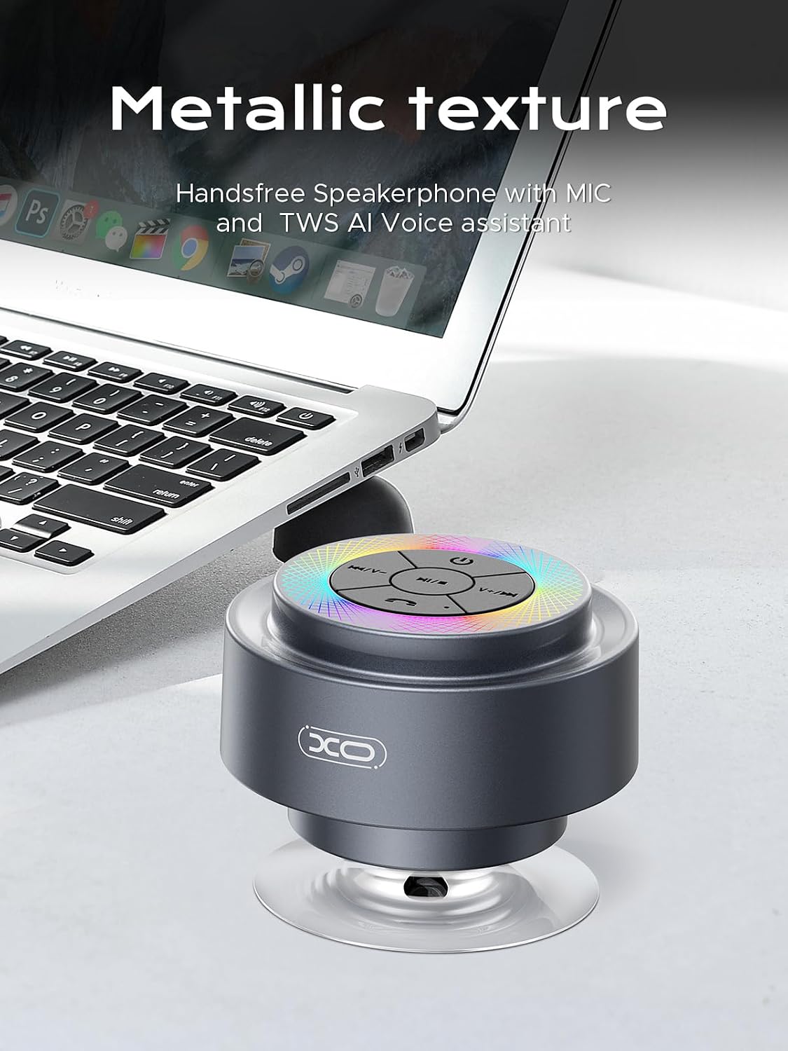 XO Simple is Beauty IP67 Bluetooth Shower Speaker,XO Portable Shower Speakers Waterproof with Suction Cup,Built-in Mic