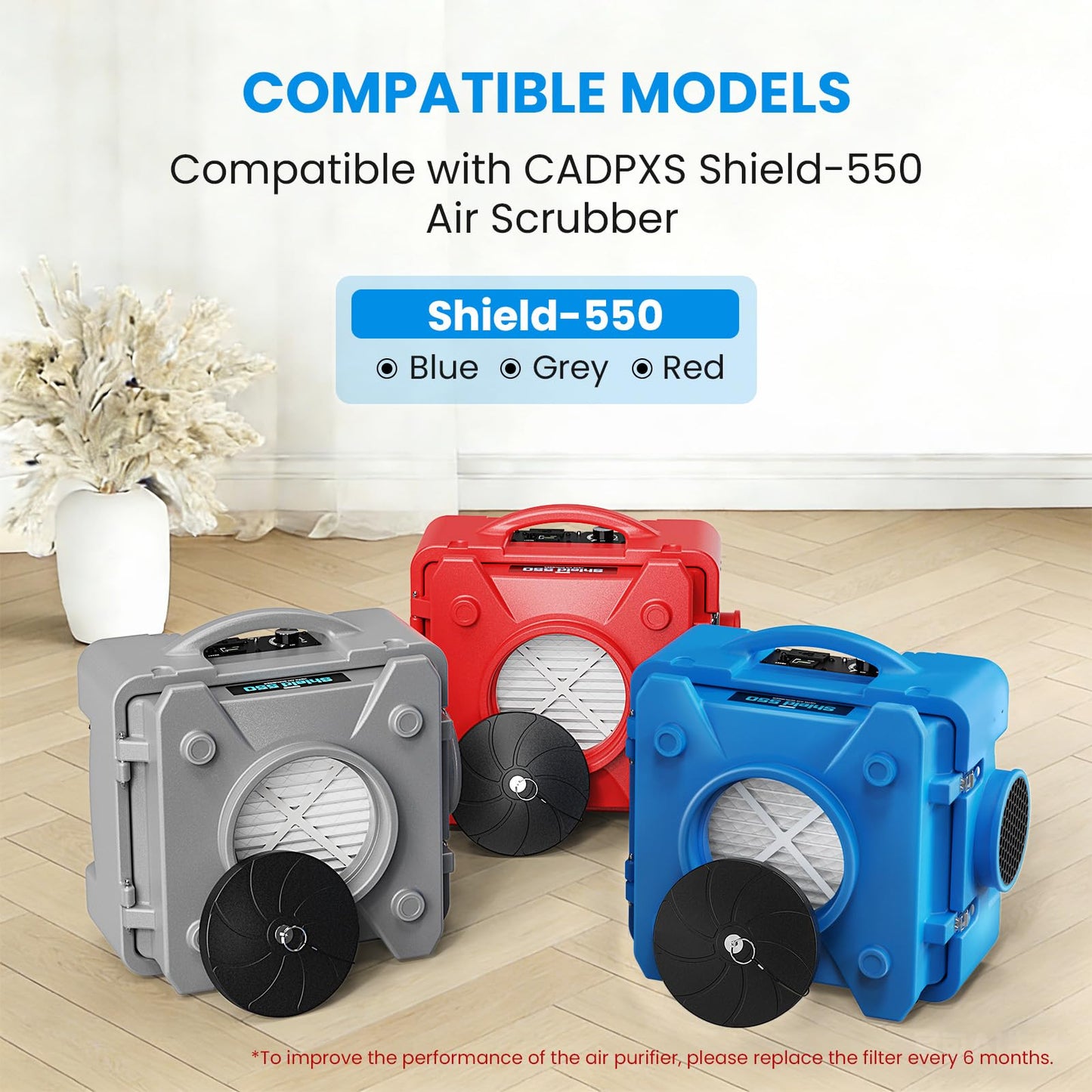 CADPXS Shield-550 Air Scrubber Red and 3 PACK HEPA/Activated Carbon Filters Bundle