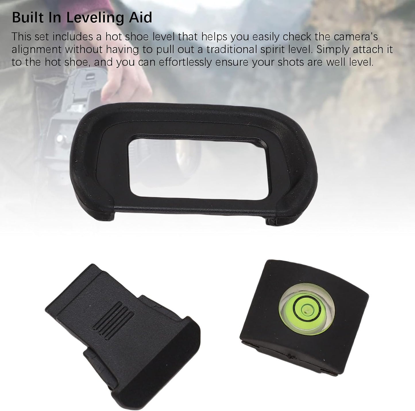 Set 3 in1, R10 XUMIUZIY Camera Eyeshade Viewfinder Eyecup Hot Shoe Cover Bubble Level Made from ABS Material Easy