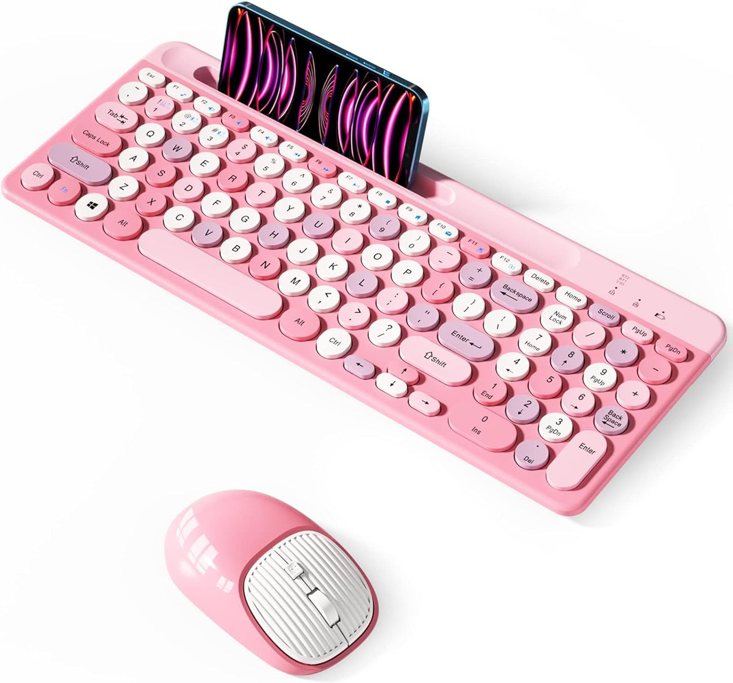 ASLDPUO 5.0+3.0+2.4GHz) Bluetooth Keyboard and Mouse Wireless, Multi-Device Rechargeable Keyboard and Mouse Combo