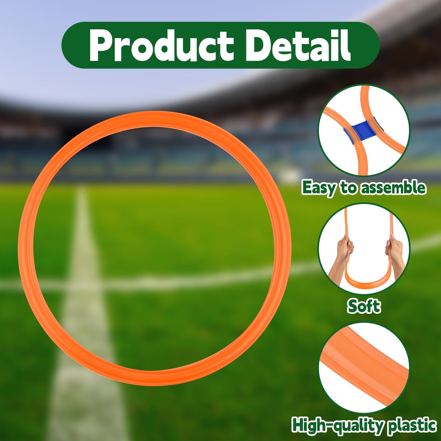 Mototo 48 Pack Agility Rings 15 Inch Speed Training Hopscotch Rings Plastic Circle Jumping Hoops Agility Hurdles for Athlete Exercise Soccer Football Gymnastics Games Practice Footwork Training
