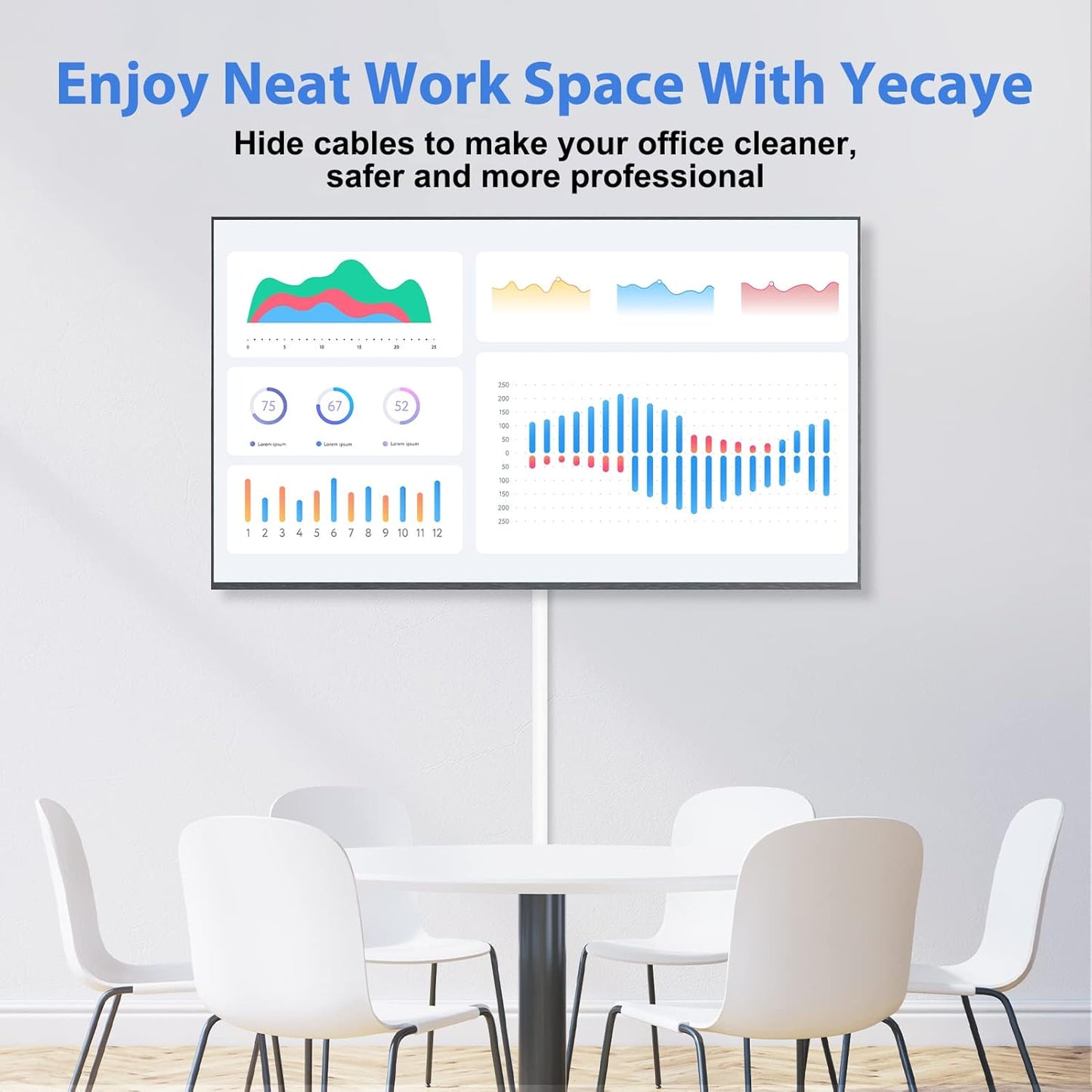 Yecaye 113in 2 W0.59in H0.4in, Cord Hider, One-Cord Cable Concealer, Cord Covers for Wires on Wall, Easy Install Cable
