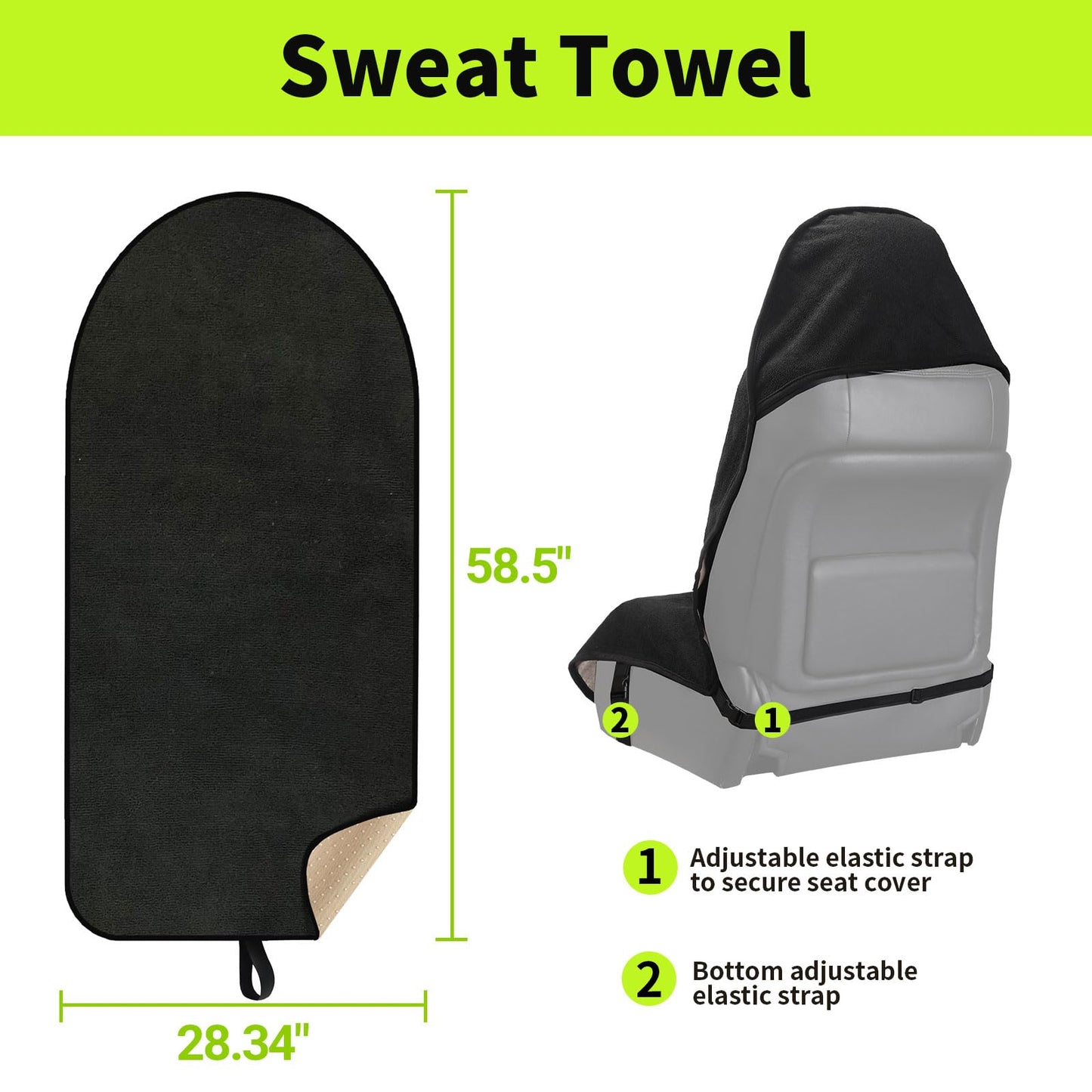 Leader Accessories Black Waterproof Sweat Towel Seat Cover Universal Non-Slip for Car Truck SUV Seat for Dog & Kid Workout Outdoor OR Sport Activities