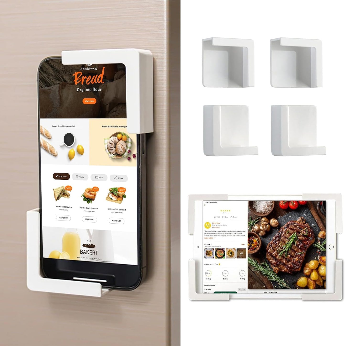 Generic 4 Pack 2 lbs Magnetic Tablet & Phone Mount Holder - Strong Magnetic iPad Fridge Mount, Universal Refrigerator