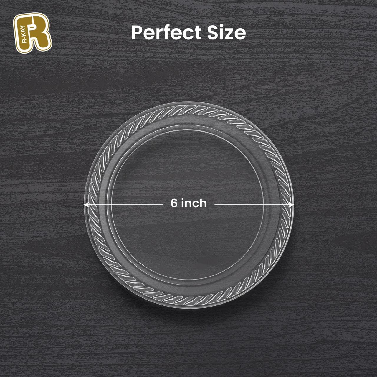 R-kay 200 Pack, 6 Inch Clear Plastic Plates - Heavy Duty Small Dessert Plates - Microwavable Small Appetizer Plates