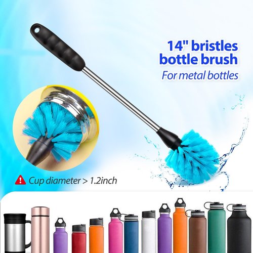 Holikme Bottle Brush Set - Long Handle Tube Cleaner for Narrow Neck Beer & Wine Decanters | White