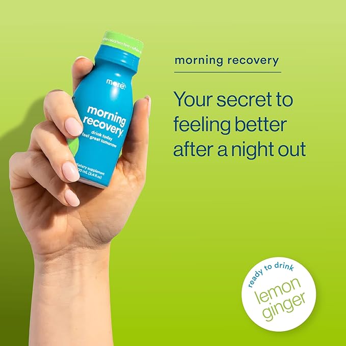 Morning Recovery Electrolyte, Milk Thistle Drink Proprietary Formulation to Hydrate While Drinking, Highly Soluble Liquid DHM, Non GMO, Vegan, Gluten-Free, Lemon Ginger, Pack of 12