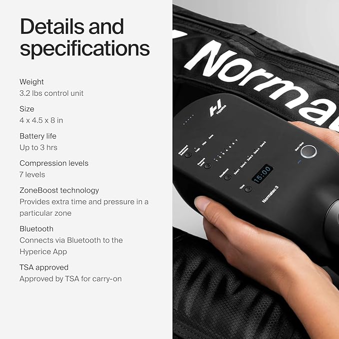 Hyperice Normatec 3 - Recovery System with Patented Dynamic Compression Massage Technology (Normatec 3 Lower Body (Standard Size Legs + HIPS) FSA-HSA