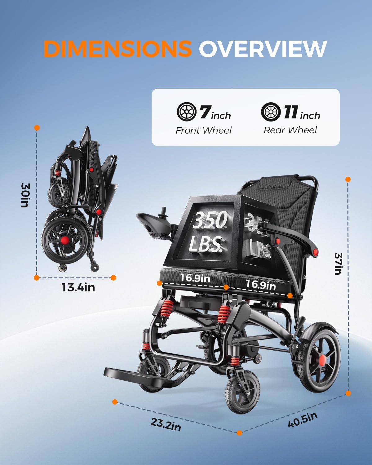 39LB Electric Wheelchairs for Seniors Ultra Lightweight, 25 Miles Long Travel Range Motorized Wheelchair, All Terrain Compact Portable Power Wheelchair, Foldable Mobility Scooter for Adults