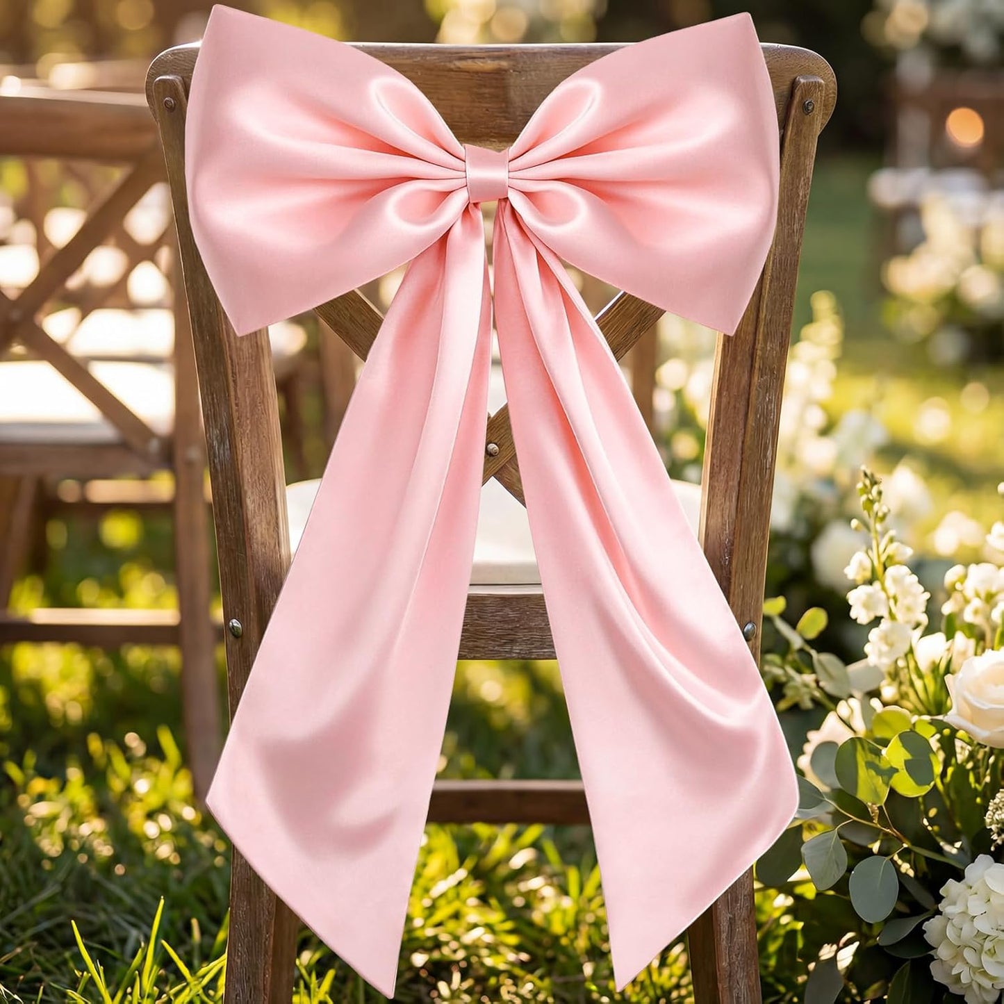 Skiennix Large Pink Bow Set - 22Pcs Giant Satin Bows (40x24 Inch) & 21 Small Bows for DIY Decor