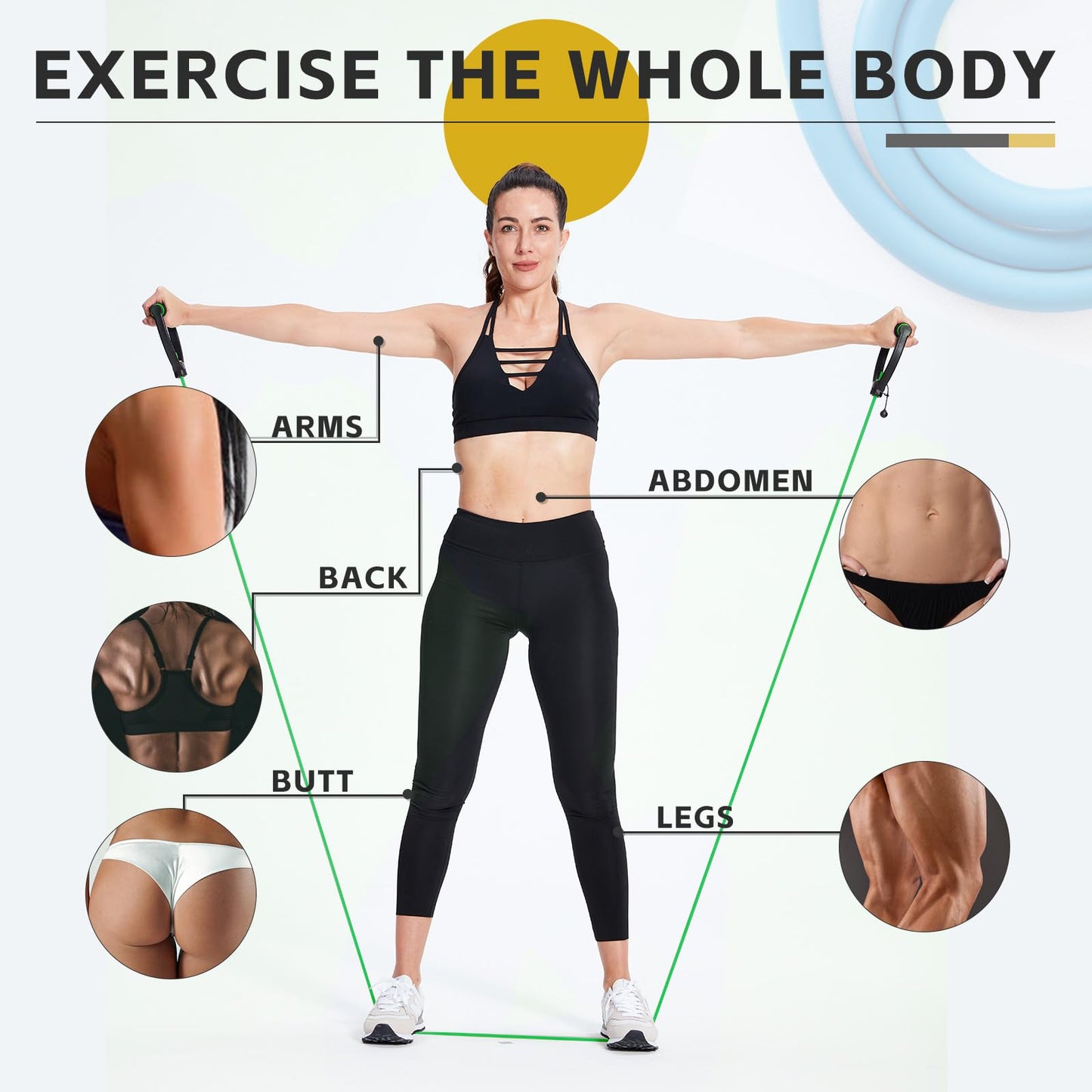 3 PCS Resistance Exercise Band with Handles, Exercise Bands with Handles, Workout Bands Resistance for Men or Women, Arm Bands for Workout-Door Anchor and Starter Guide Included