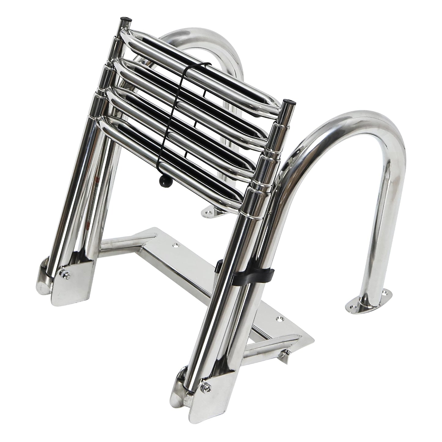 Amarine Made Dock Ladder, 4 Step Pontoon Boat Ladders, Stainless Steel Telescoping Boat Ladder, Marine Folding Ladder with Handrails, Dock Steps for Boats, Load Capacity-440lb