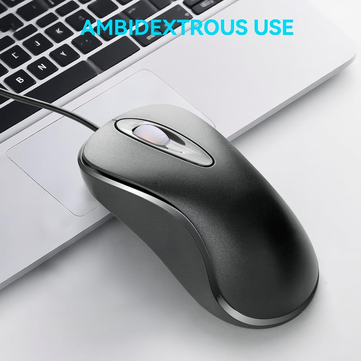 Mofkirg 3-Button 1000 (1) Classic Wired Office Mouse Ergonomic USB Optical DPI Comfortable Durable for Windows Mac