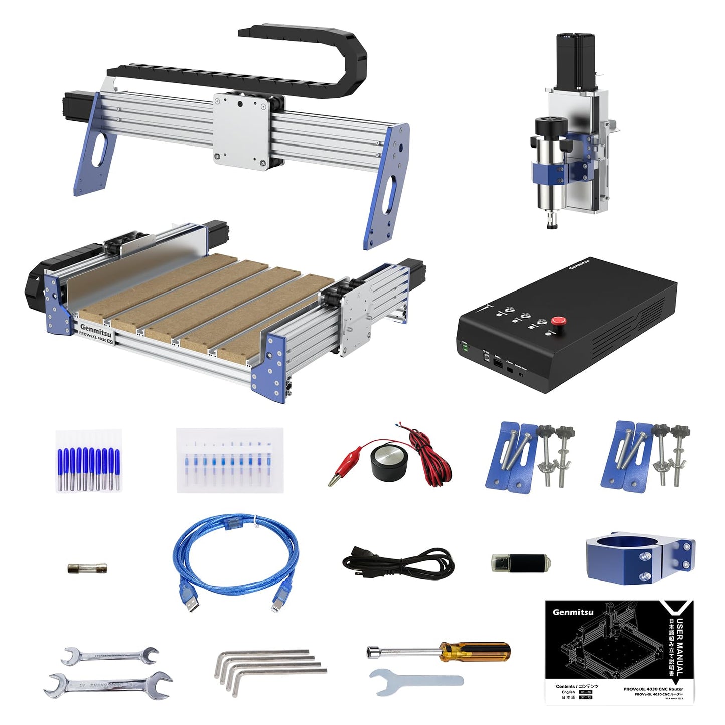Genmitsu PROVerXL 4030 V2 CNC Router Machine and Compatible 69mm Diameter Spindle Holder Mount