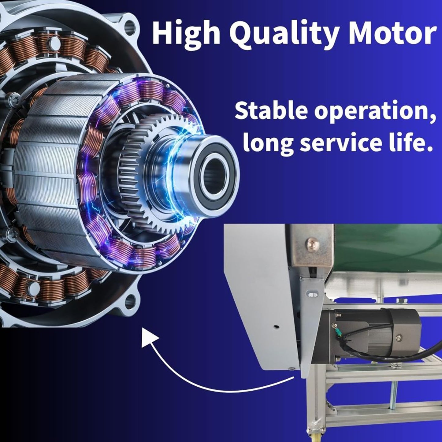 Yokoma PVC Conveyor Machine Belt Adjustable Speed Flat Conveyor Belt Systems on Wheels 70.9inch*19.7inch Aluminum 120W 110V Green