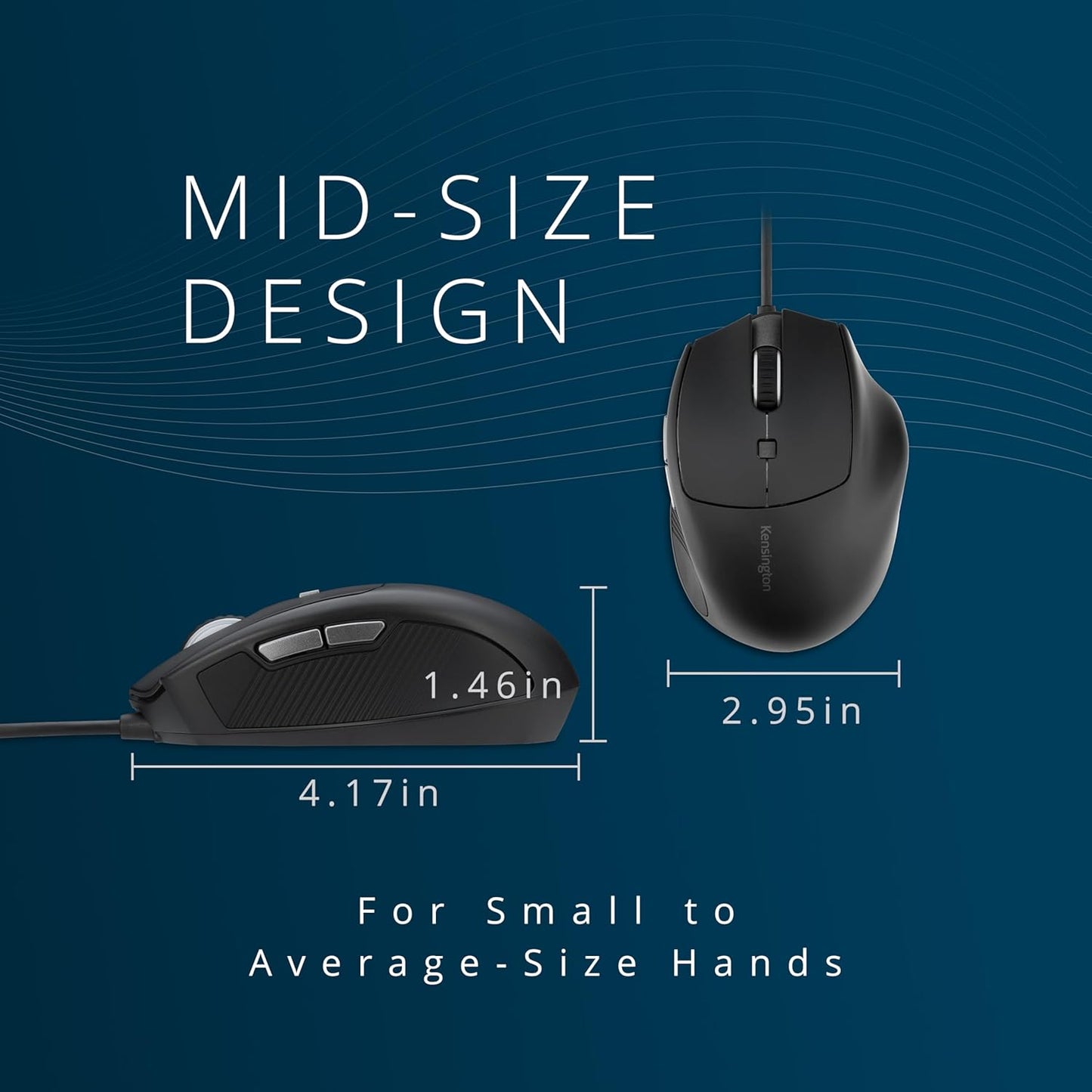 Kensington MY435 Programmable (K72512NA) USB-C Wired Mouse, Pro Fit Ergo EQ Wired Mouse, for Small to Medium-Sized