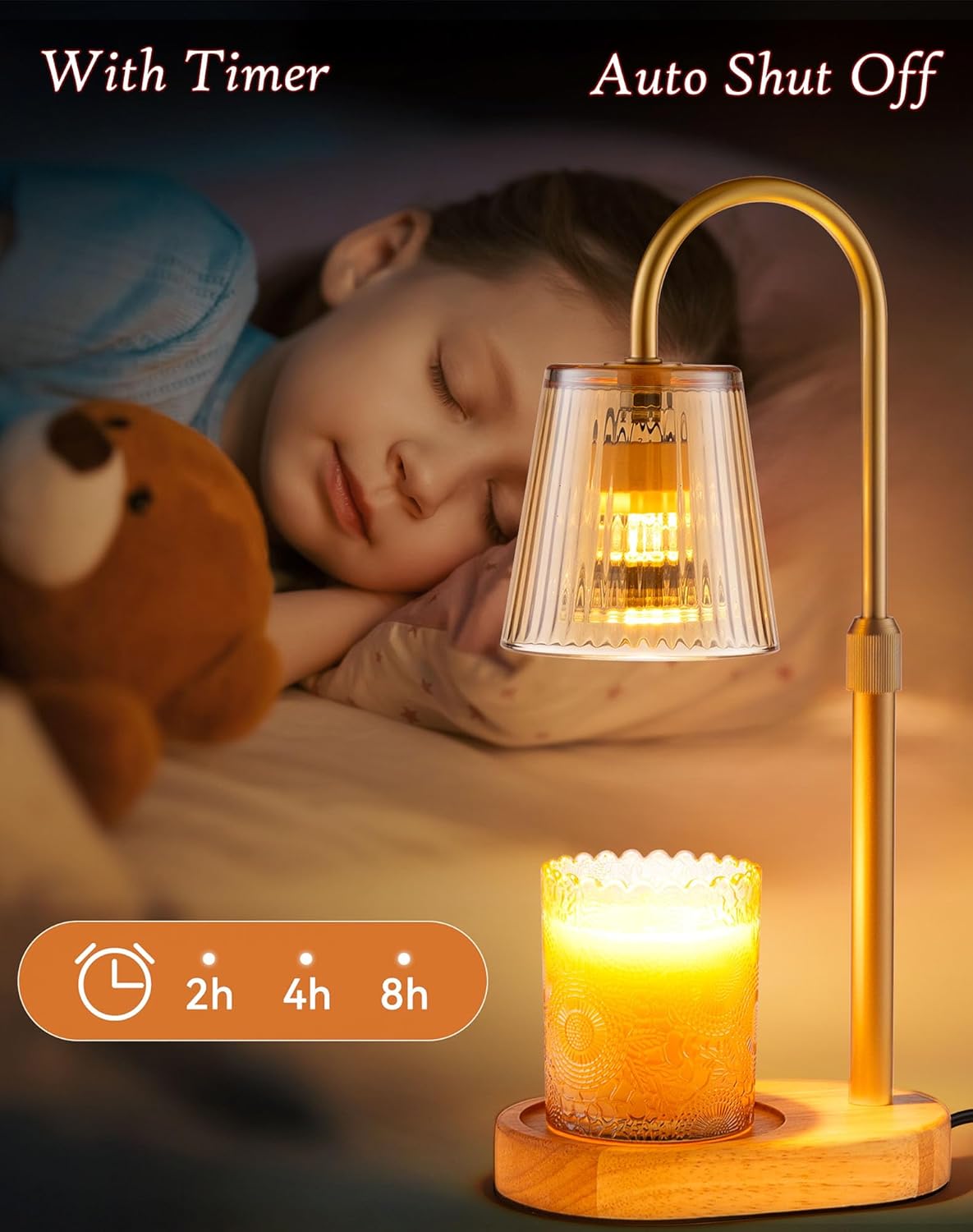 Skiennix Adjustable Candle Warmer Lamp - Dimmable Electric Wax Melter with Timer | Perfect for Small Jar Candles, Modern Home Decor