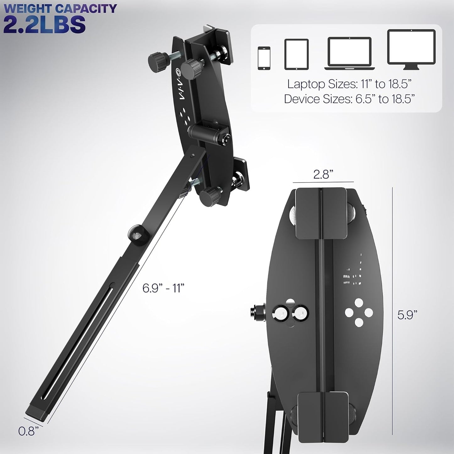 VIVO 18.5 inches, STAND-PM01A Portable Monitor Holder for Laptop Screen Extender, Fits Laptops up to Black