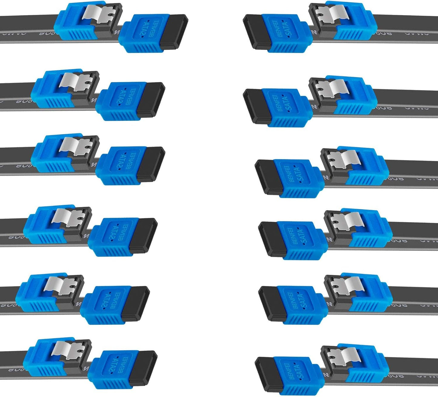 12 Pack 6Gbps 18 Inch Benfei SATA Cable III, SATA Cable III Straight HDD SDD Data Cable with Locking Latch for SATA