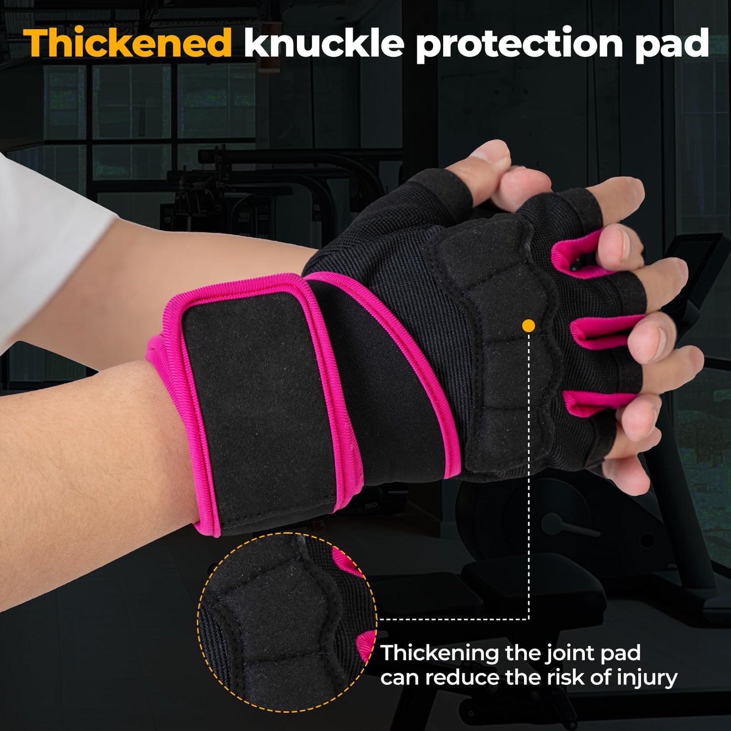 LiMMAX Workout Gloves for Women Gym Weight Lifting Padded Gloves with Wrist Wrap Support, Full Palm Protection & Silicone Grip, Cross Training Pink