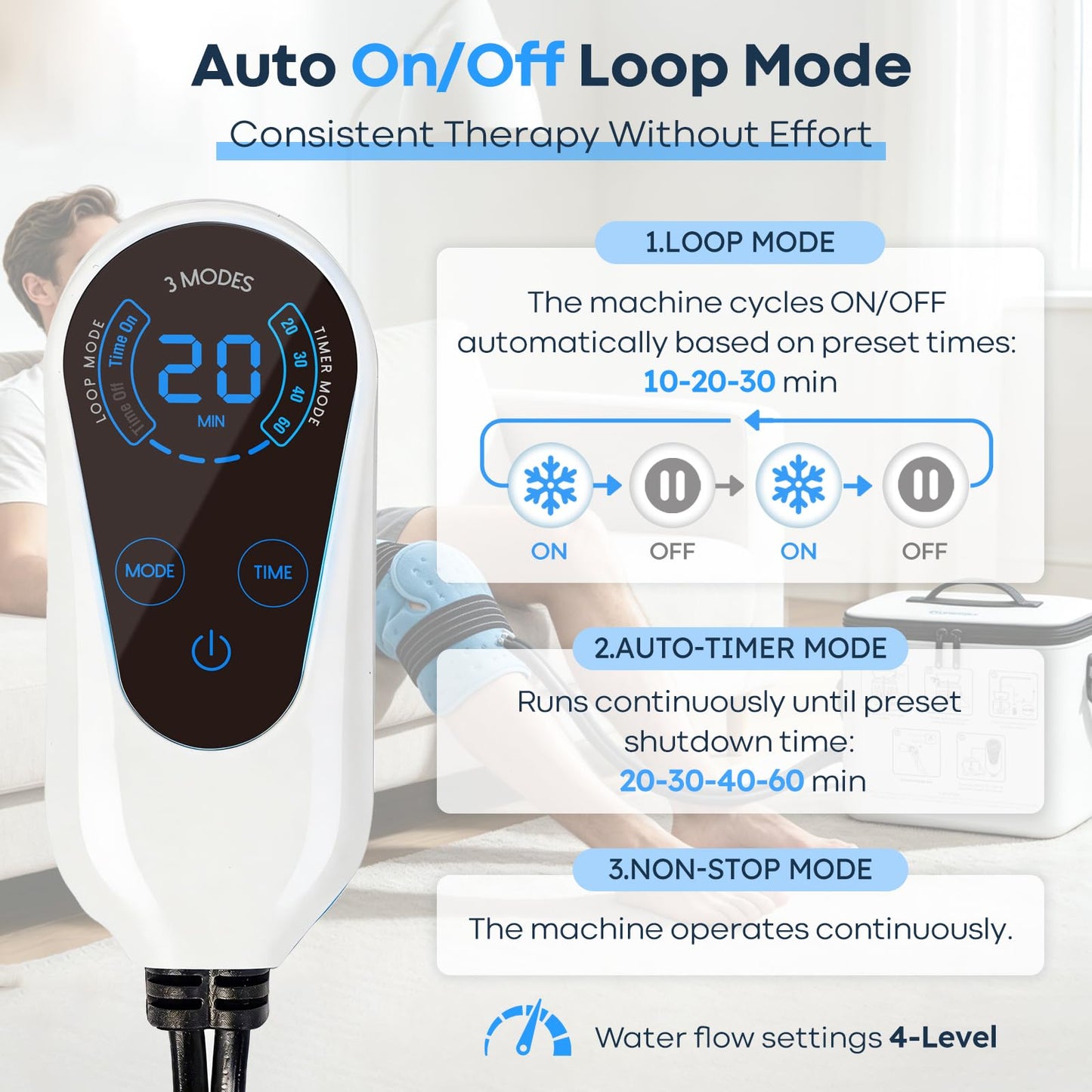 Comfpack Cold Therapy Machine, Portable Ice Machine for Knee After Surgery with Programmable Timer and Quiet Pump, Cold Water Circulation System for ACL Rotator Cuff, Shoulder and Hip Surgery Recovery