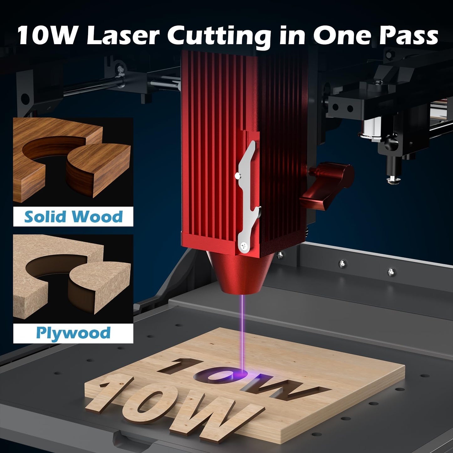 Genmitsu Kiosk 10W 10000mW Laser Engraver, Light Weight & Portable Laser Engraver Machine, Home Laser Cutter with Acrylic Enclosure for Wood/Leather/Metal, 3.9'' x 3.9'' Engraving Area, Safety Class 1