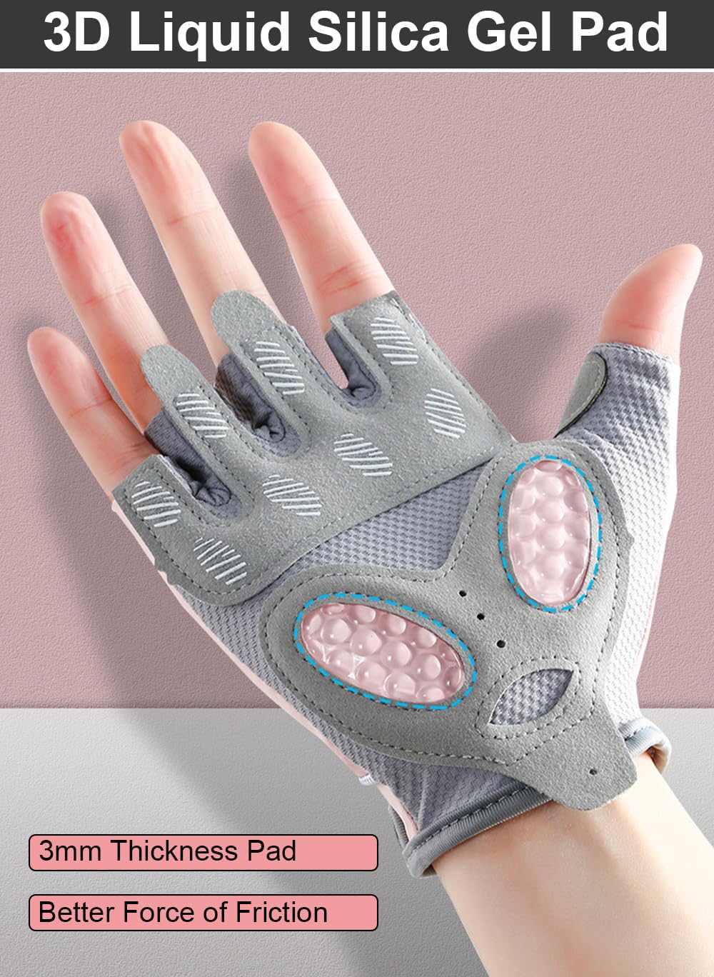 Workout Gloves Women & Men, Semisolid Silica Gel Anti-Slip Weight Lifting Gloves for Women, Breathable Womens Workout Glove Fitness Glove (Pink, Small)