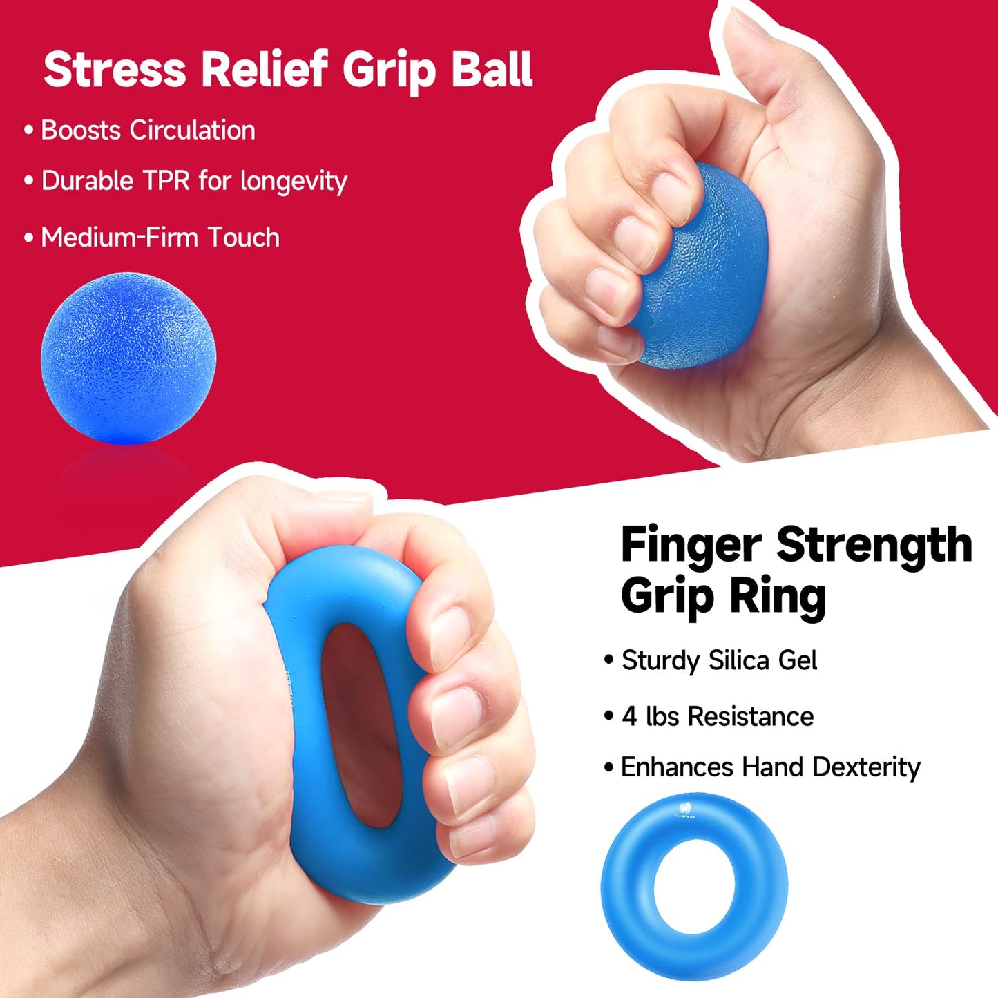 FitBeast Grip Strengthener Forearm Strengthener Hand Grips Strengthener Kit - 5 Pack Adjustable Resistance (Light Blue)