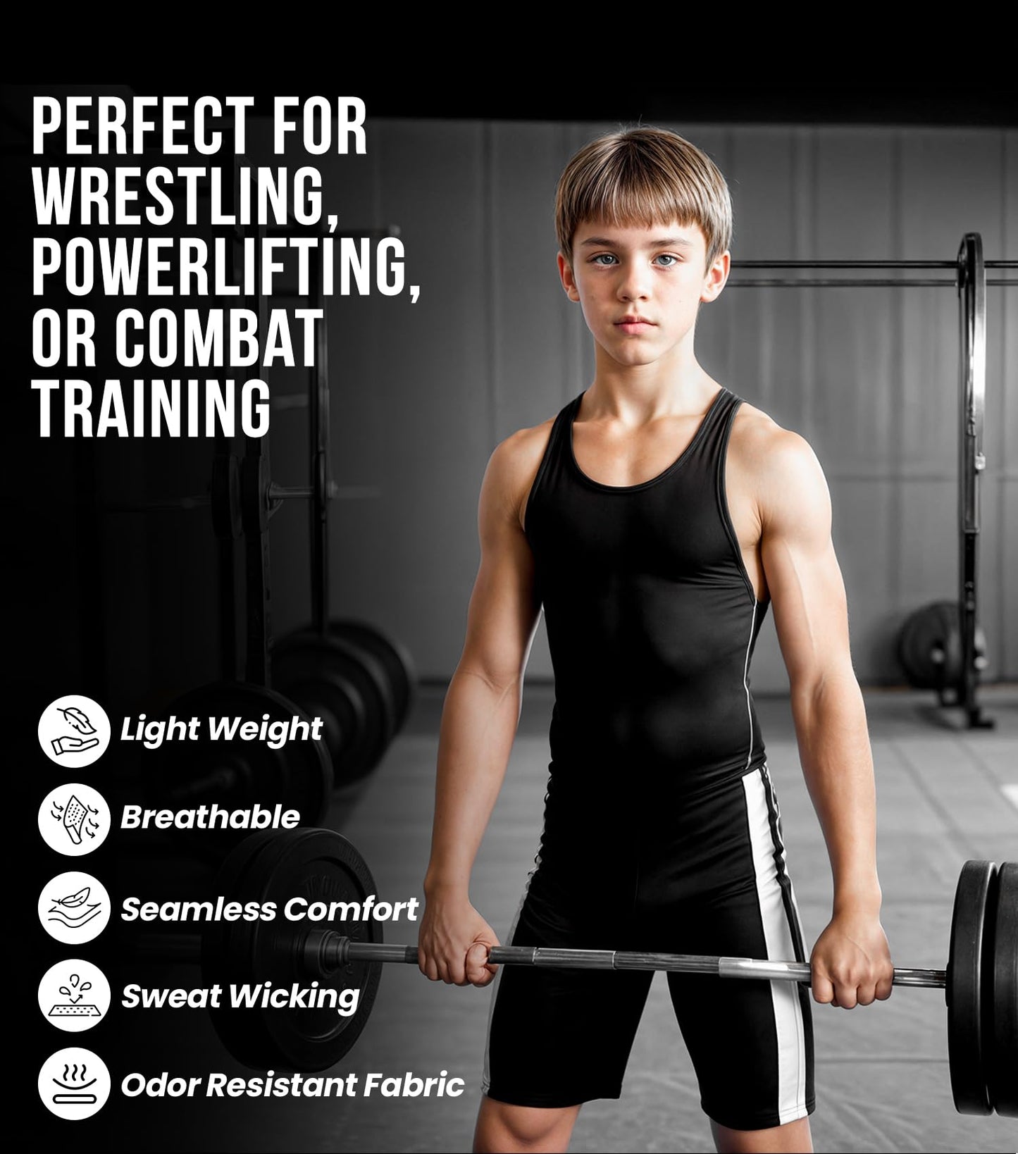 Exxact Sports Sublimated Youth Wrestling Singlet For Boys, Premium Powerlifting Singlet, Kids Wrestling Singlets For Training (YL, Royal Blue USA)