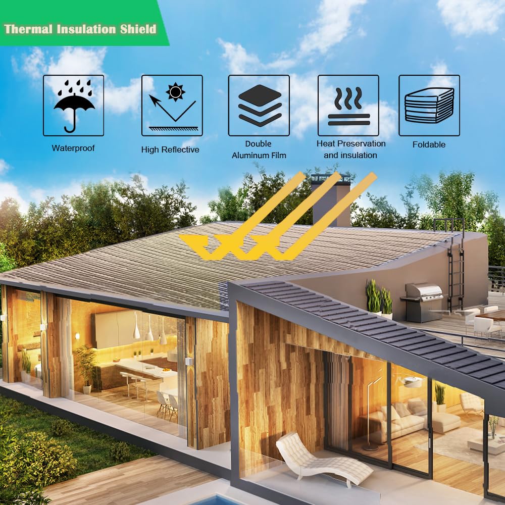 MRPAPA Double Reflective Insulation Foam, 48" x 10 Ft Reflective Window Radiant Barrier B2 Fireproof Bubble Insulation Roll for Keep Heat, Thermal Heat Block Shield - Engineered Foil
